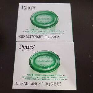 Pear's Transparent Soap Pure & Gentle W/Lemon Flower Extracts Bundle of 2 Bars